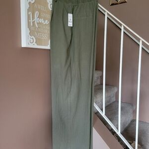 Ardenes Sage Green Linen Blend Wide Leg Pants